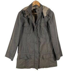 Calvin Klein Utility Jacket Coat Outerwear Hood Zip Button Outdoor Preppy Medium
